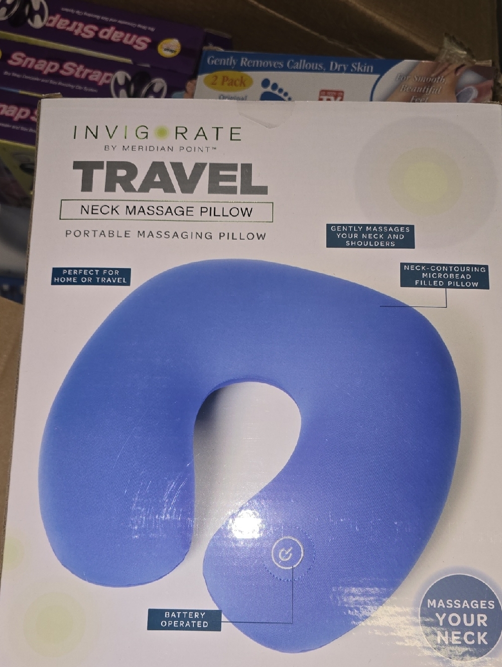 Invigorate Travel Neck Massage Pillow - Blue